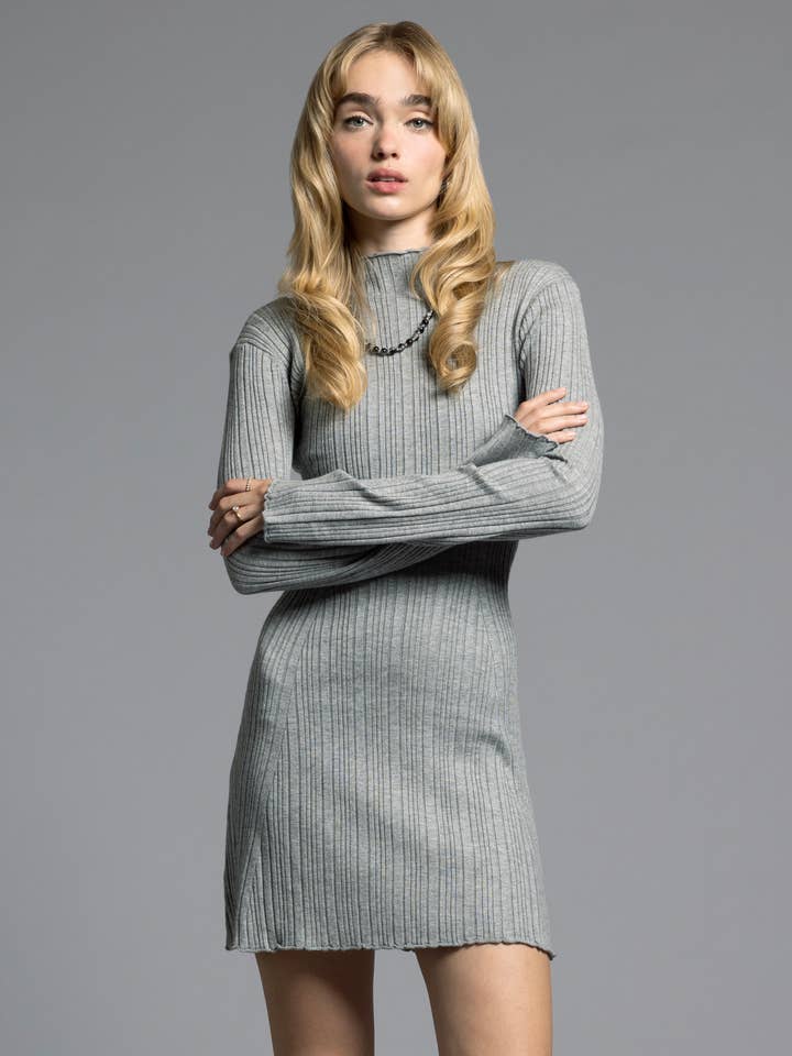 Weekend Los Angeles - Wholesale Dress - Women's - Mock Neck Ribbed Dress - MIRREN DRESS13