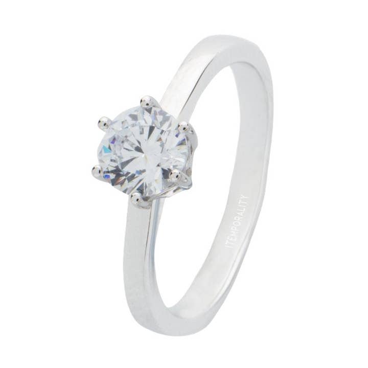 Silverring med 3,8 mm zirkoniumoxid monterad så för wholesale av Itemporality