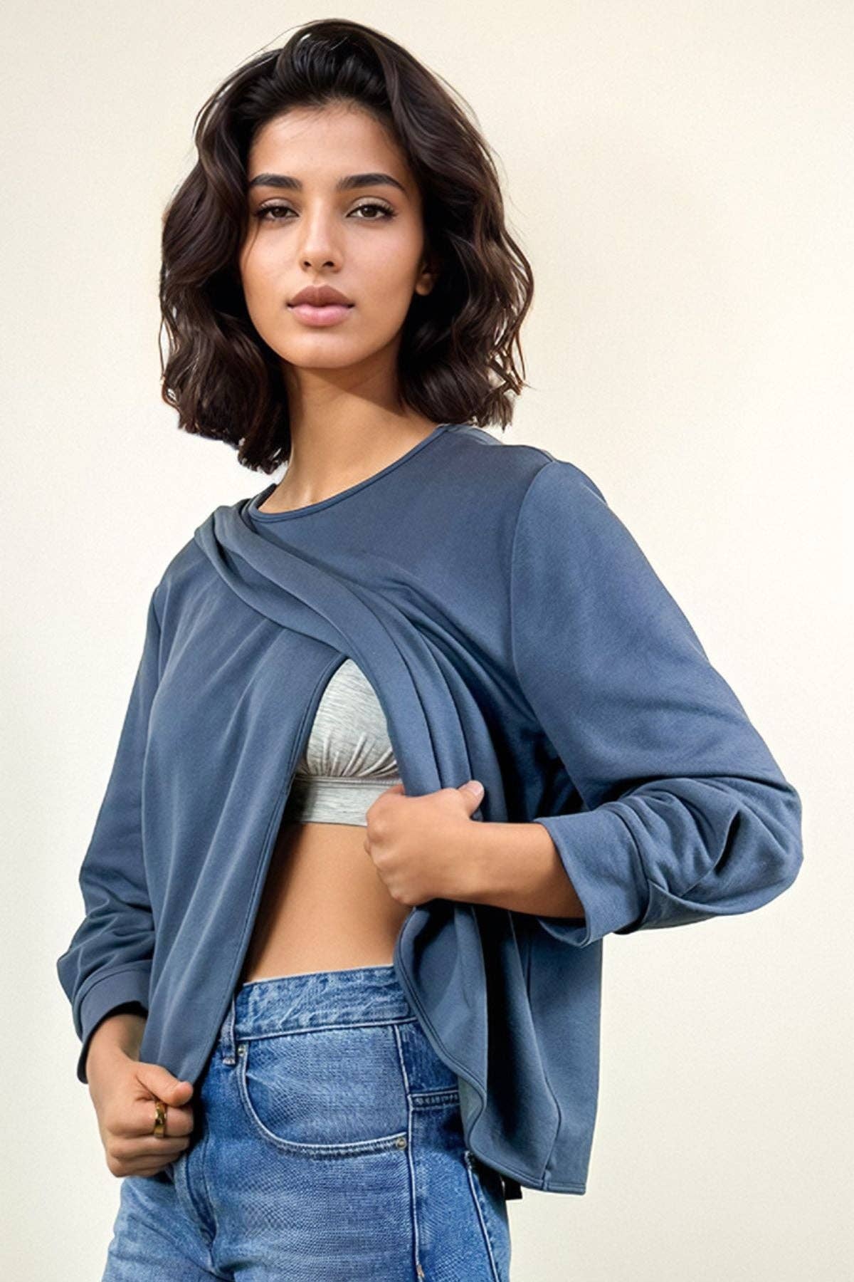 Simple Wishes – Top de amamentação - Maternidade por atacado – Camisola Carlotta Fleece10