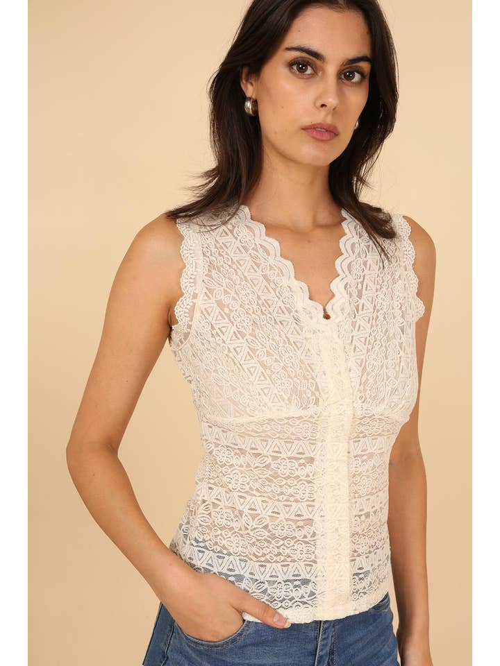 CHOKLATE PARIS - Wholesale Blouse - Women's - Semi-sheer lace stretch top - 81001