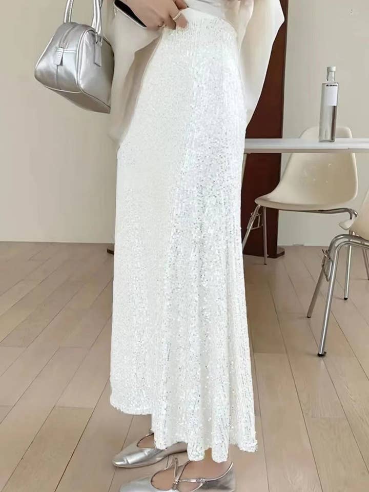 Lily Clothing - Wholesale Skirt - Women's - Sequined high-waisted inner elastic drape skirt8