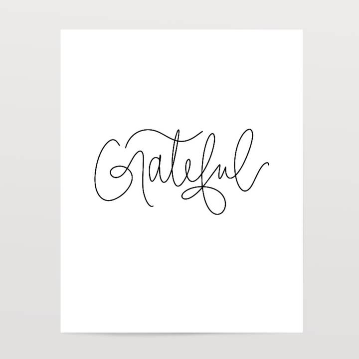 Grateful - Black & White Art Print for wholesale by The Woven Pen
