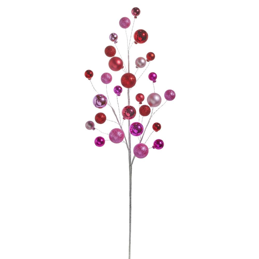Dunn Deals - Wholesale Christmas Decoration - 30" Pink and Red Ball Spray0