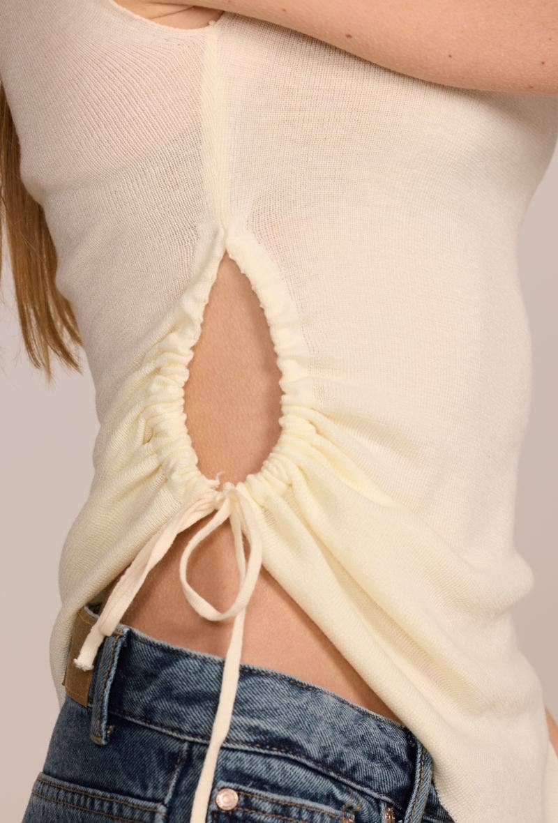 LUCCE - Wholesale Knit Top - Women's - Asymmetric Mesh Top - 81395