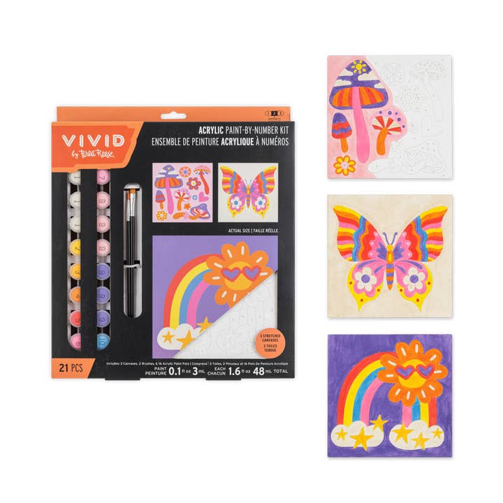 VVD Lot de 3 toiles PBN forme carrée arc-en-ciel pour la vente par Momenta