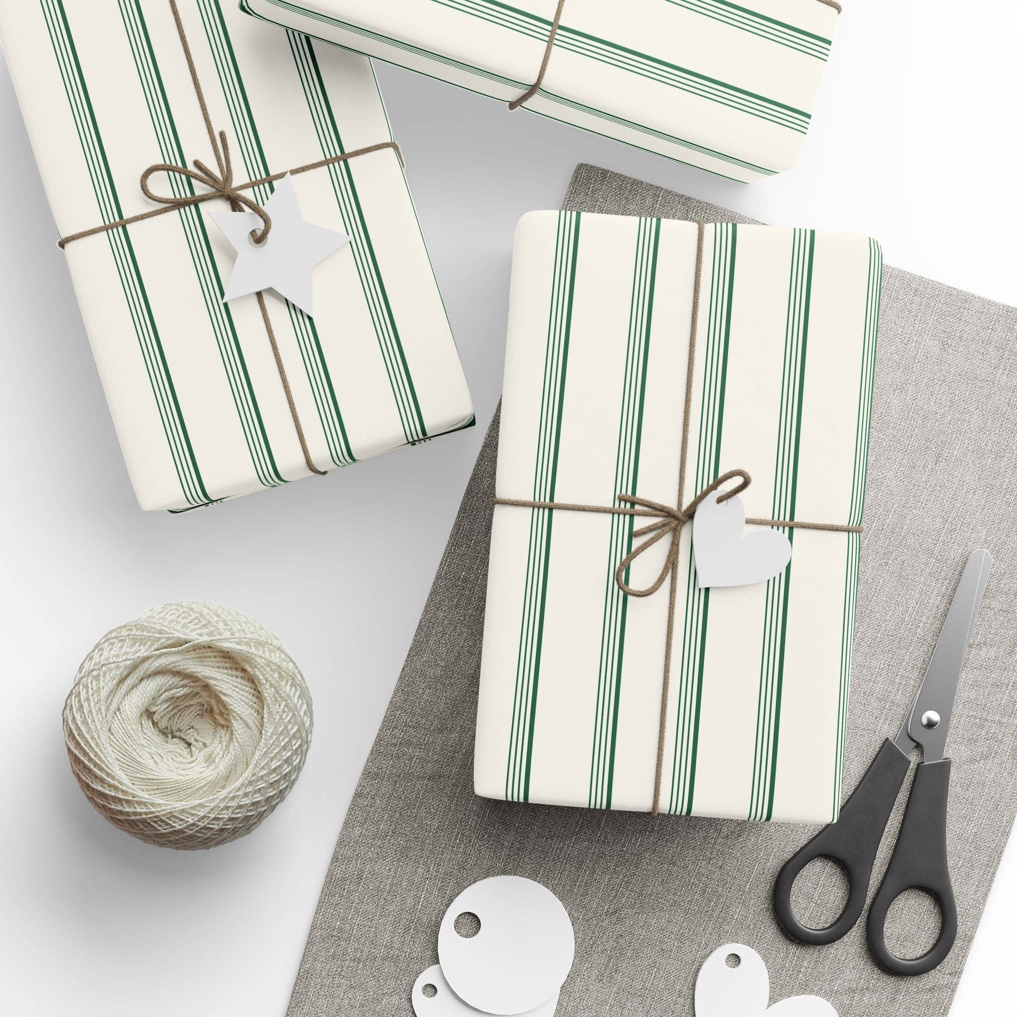 Lokipawz - Wholesale Flat Wrap - Elegant Green Striped Wrapping Paper9