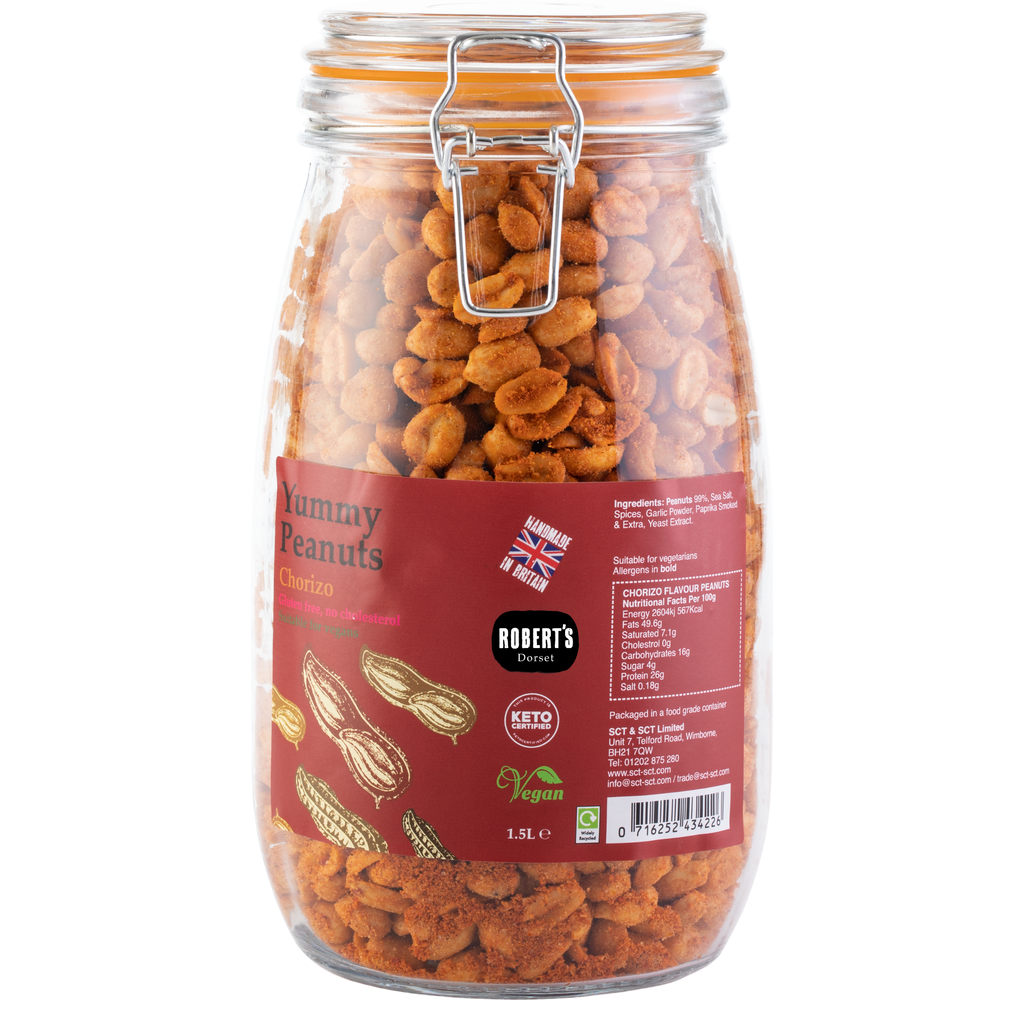 Robert’s Dorset – wholesale Nuts – Yummy Peanuts 1.5L / 1Kg Glass Jar 1