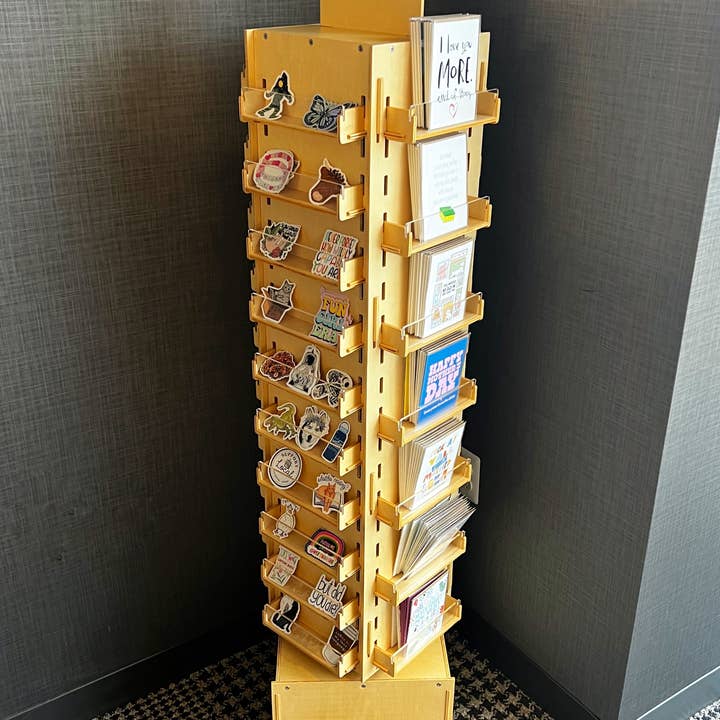Big Moods - Wholesale Retailer Display - Paper & Novelty - Sticker & Card Floor Display Wooden Spinner (40 Shelves)