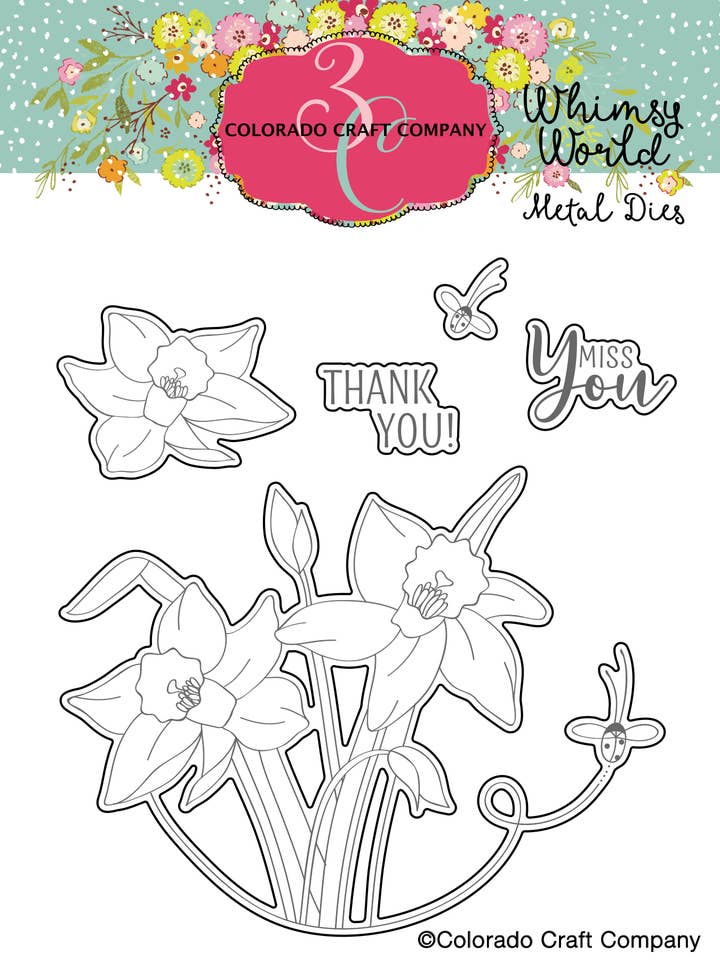 WW349-D Whimsy World~ Lift My Eyes Daffodils-Dies for wholesale by Colorado Craft Company