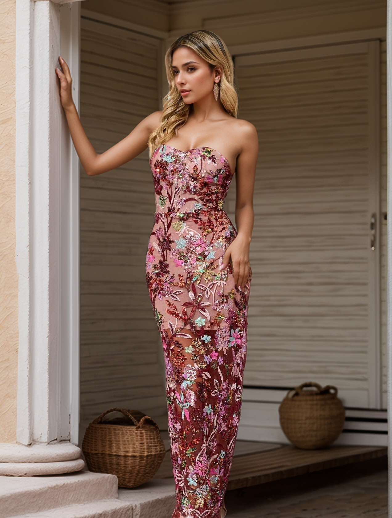 Productseeker - Wholesale Gown - Women's - DR578 Elegant Off-Shoulder Floral Embroidered Sequin Dress6