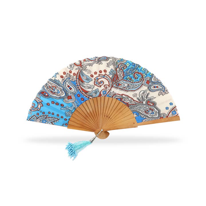 Cuatrogotas - Wholesale Party/Paper Folding Fan - Polished wood fan Cachemire, 23 cm.
Ref-A5913