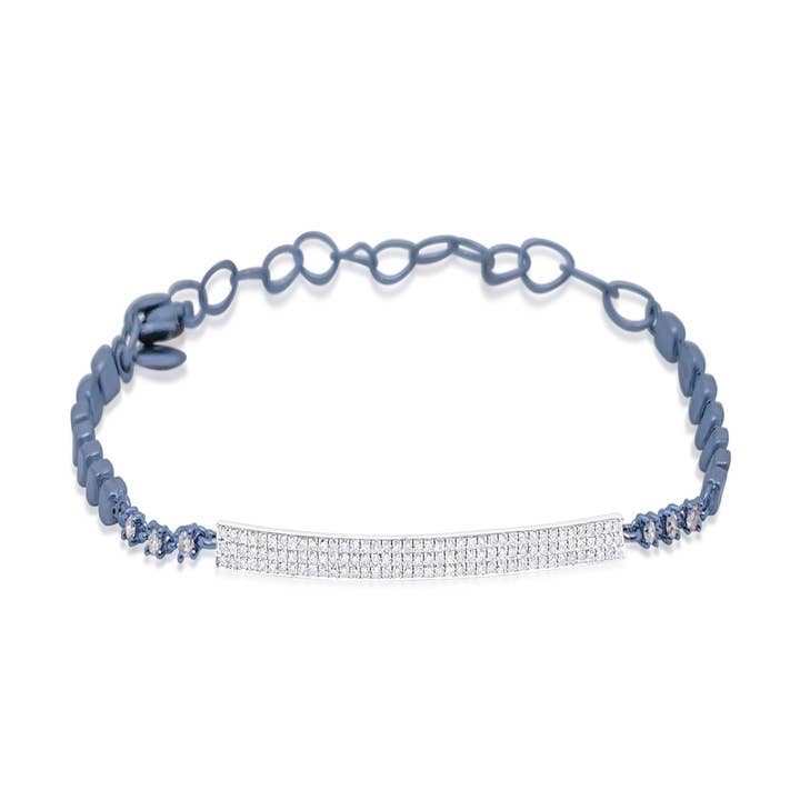 Blue Rhodium Silver White Gold Diamond Bracelet for wholesale by Meira T