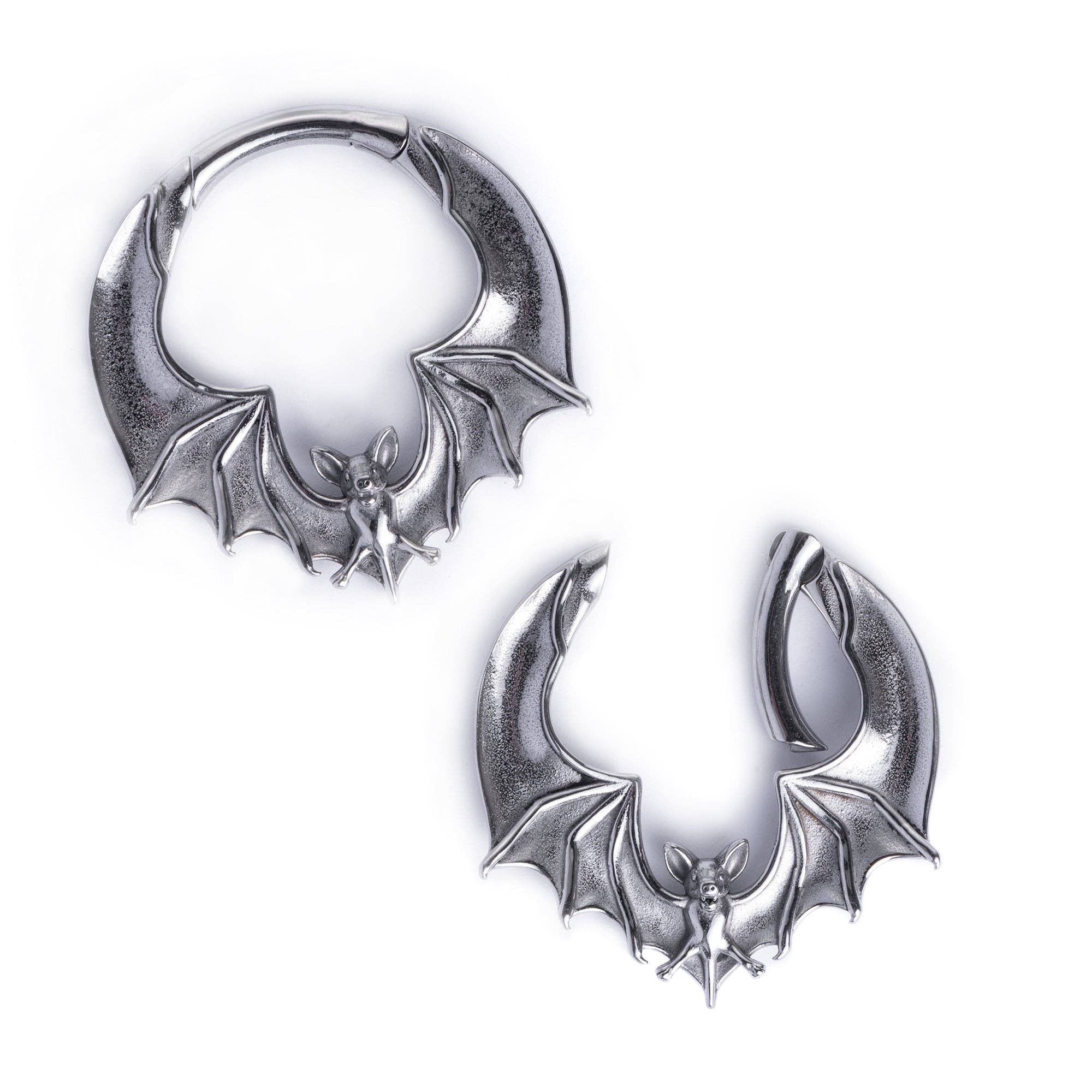 Custom Plugs - Venta al por mayor Pendiente sin pareja - Pesas para orejas Silver Bat (par)3