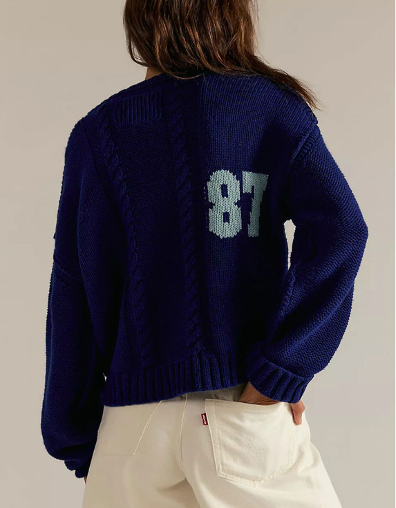 Lovesoft - Wholesale Knit Sweater - Women's - Casual Colorblock Knit Sweater with Number Print13