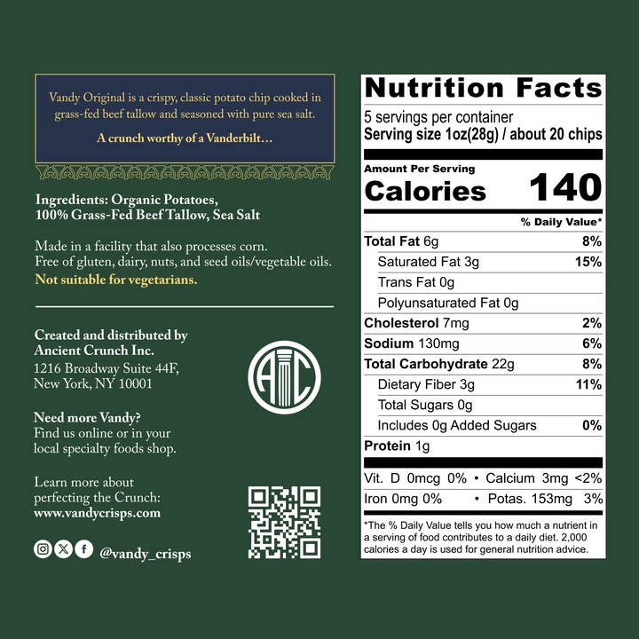 Ancient Crunch - Wholesale Chips - Vandy Crisps, Original, 5oz Bag Case3