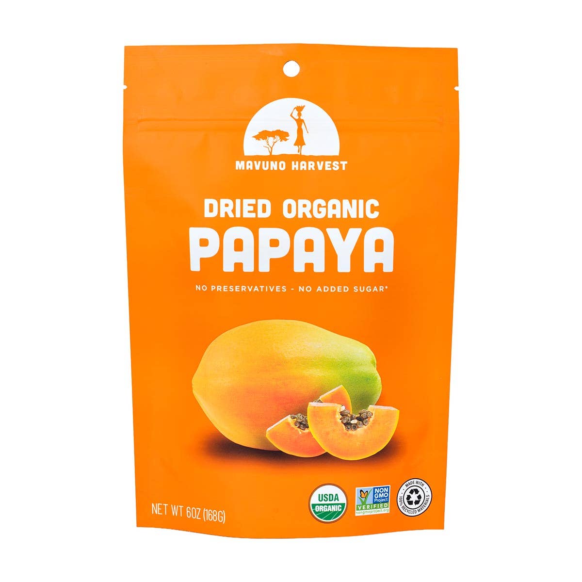 Mavuno Harvest Organics - Wholesale Dried/Dehydrated Fruit - Organic Dried Papaya, 6-pack case4