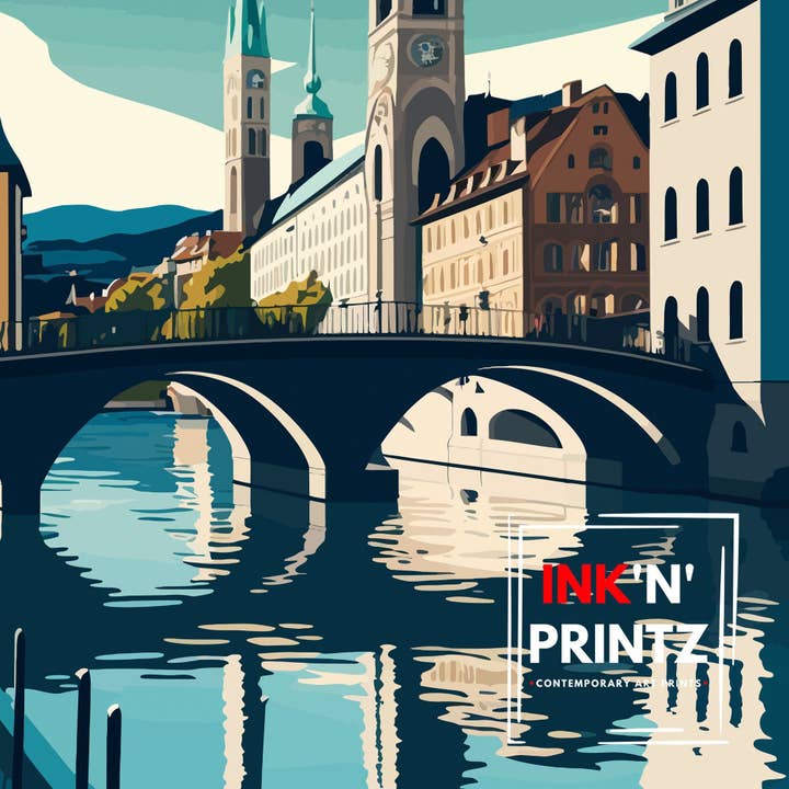 InkNPrintz – wholesale Art print – Zurich Switzerland Travel Poster Zurich7