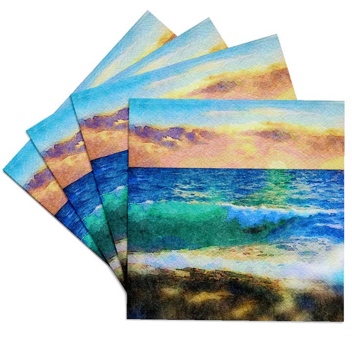 3dRose - Wholesale Coasters - 3dRose, Turquoise and Blue Ocean Waves Image Of Watercolor Painting, Coaster