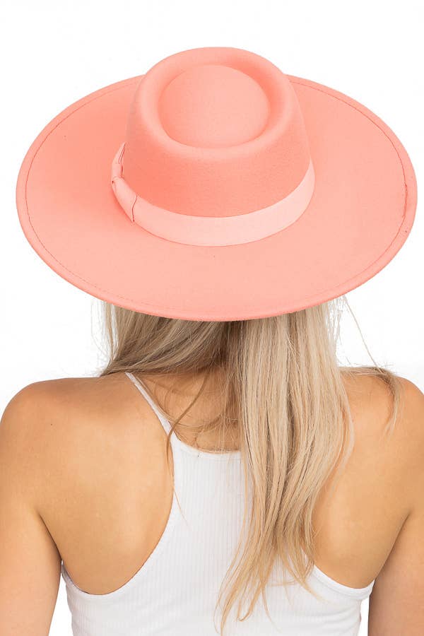 Cap Zone – wholesale Fedora - Dam – Wide Brim Bolero Faux Filt Pork Pie Crown Hat23