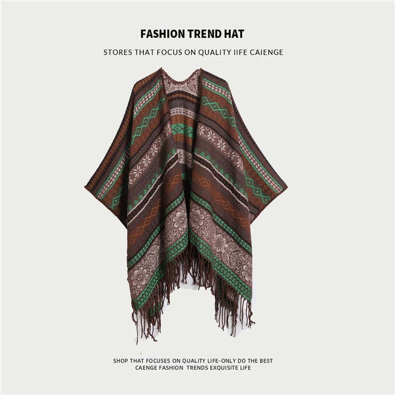 SueSilkHK – wholesale Cape – Women's – Ethnic Style Women's Shawl, Thickened Cape Coat for Autumn and Winter, Travel Photography Split Cloak3