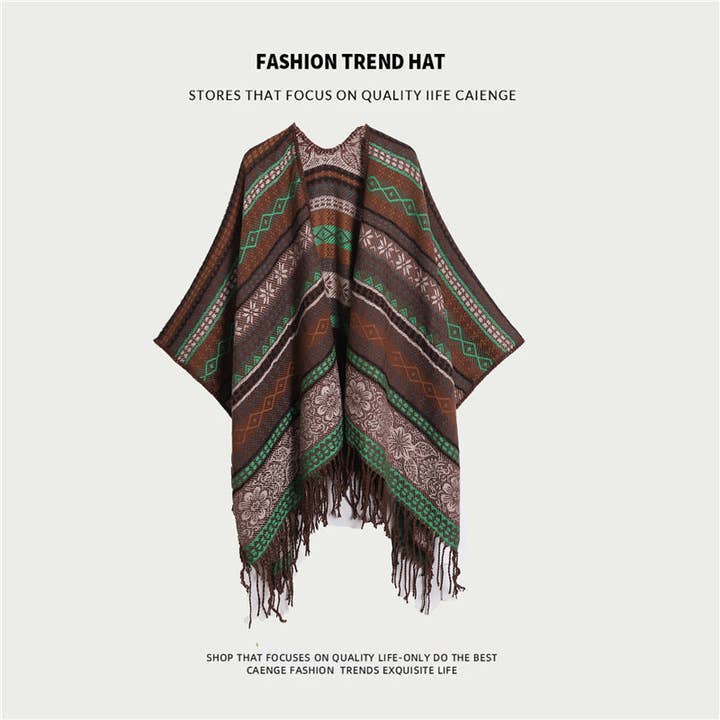 SueSilkHK – wholesale Cape – Women's – Ethnic Style Women's Shawl, Thickened Cape Coat for Autumn and Winter, Travel Photography Split Cloak3