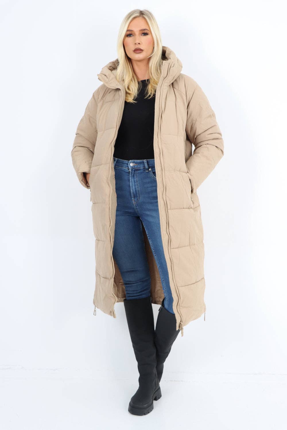 Miss Bold - Vendita all'ingrosso Piumino - Donna - Giacca imbottita con cappuccio lunga italiana16