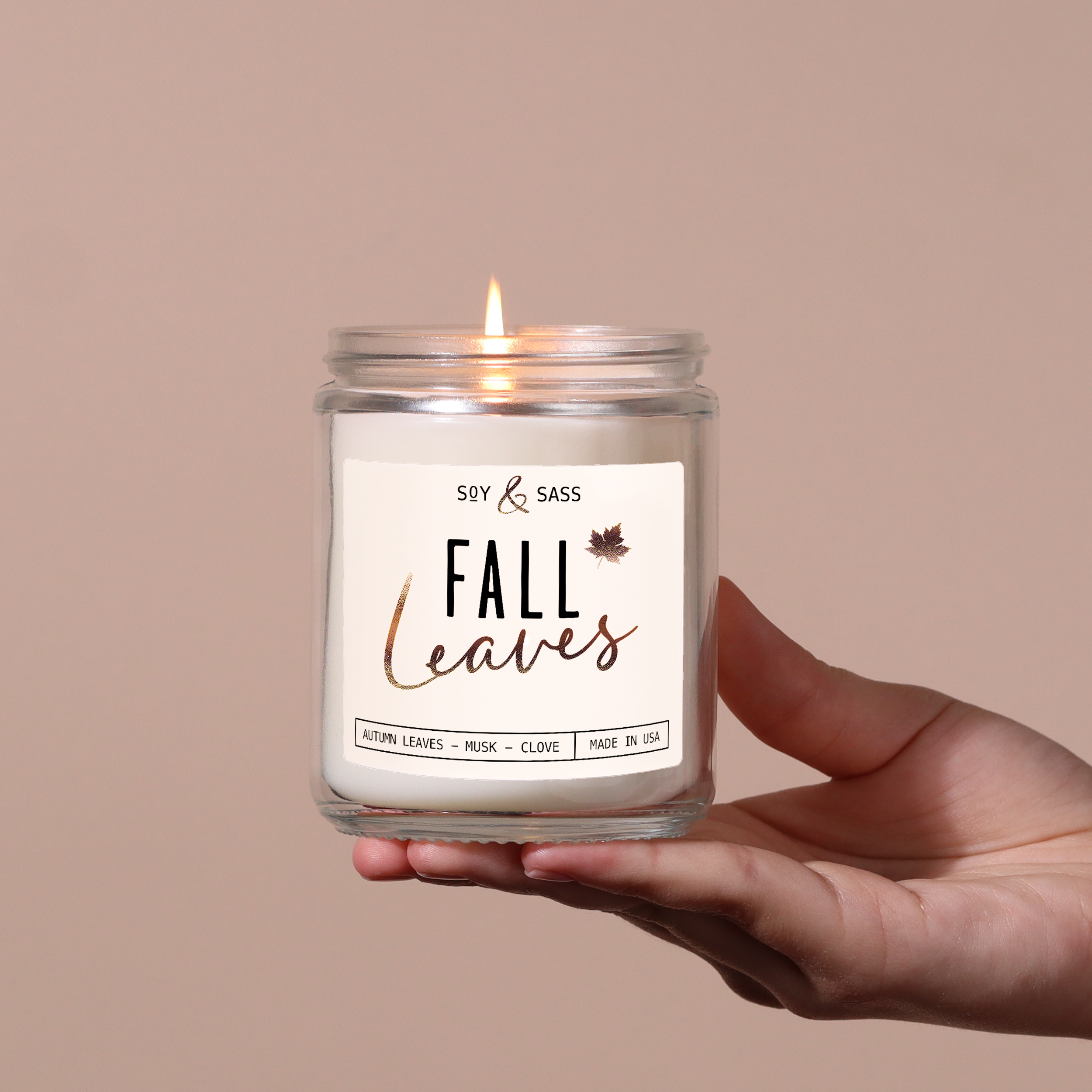 Soy and Sass – wholesale Burkljus – Fall Leaves Soy Candle 9oz - Höstljus HANDGJORDA I USA5