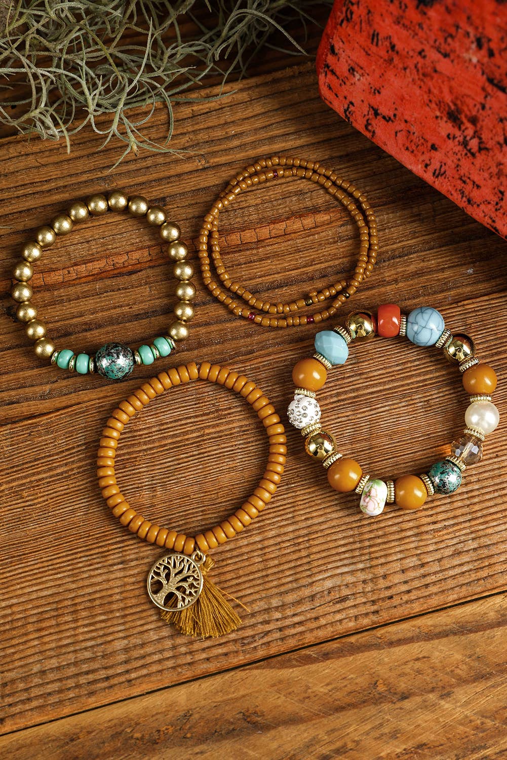 Châtaignier Ensemble de 5 bracelets Boho en perles turquoises en vente sur Faire3