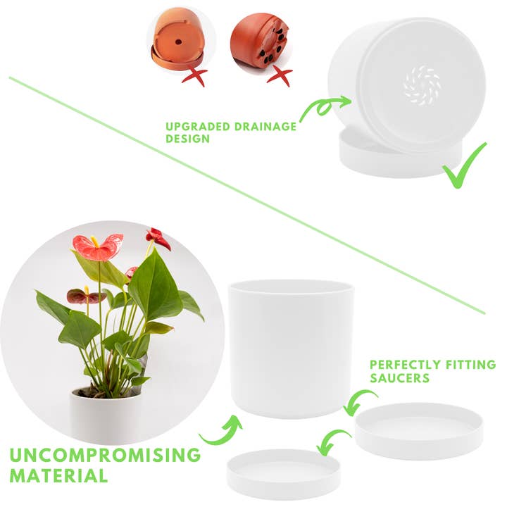 SiegmuntTrade LLC - Wholesale Plant Pot - 4 Pack Plastic Plant Pots Indoor, 4/5/6/7 Inches5