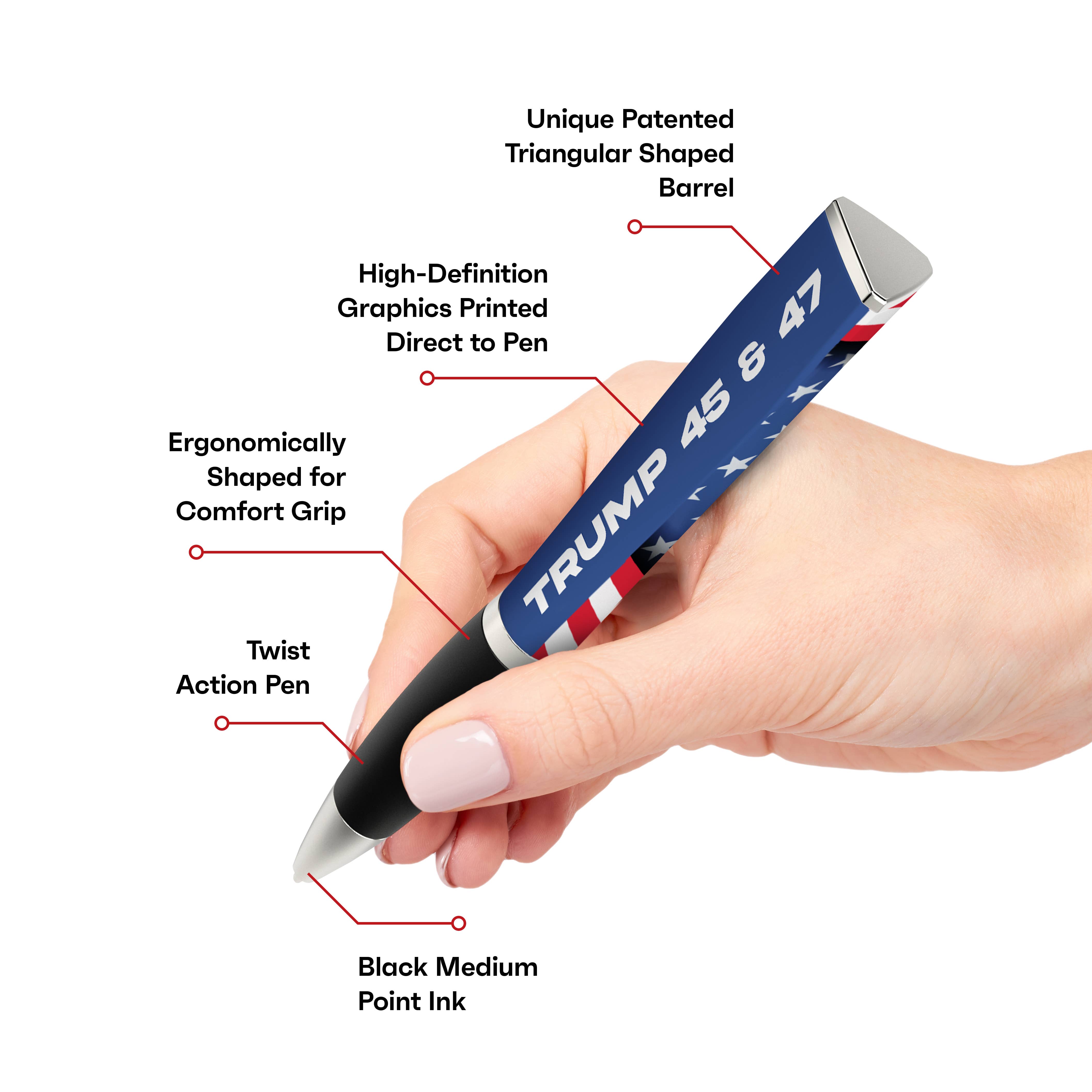 GMG Works - Vente Stylos - Stylo à bille Trump 2016 et 2024, 3 faces4