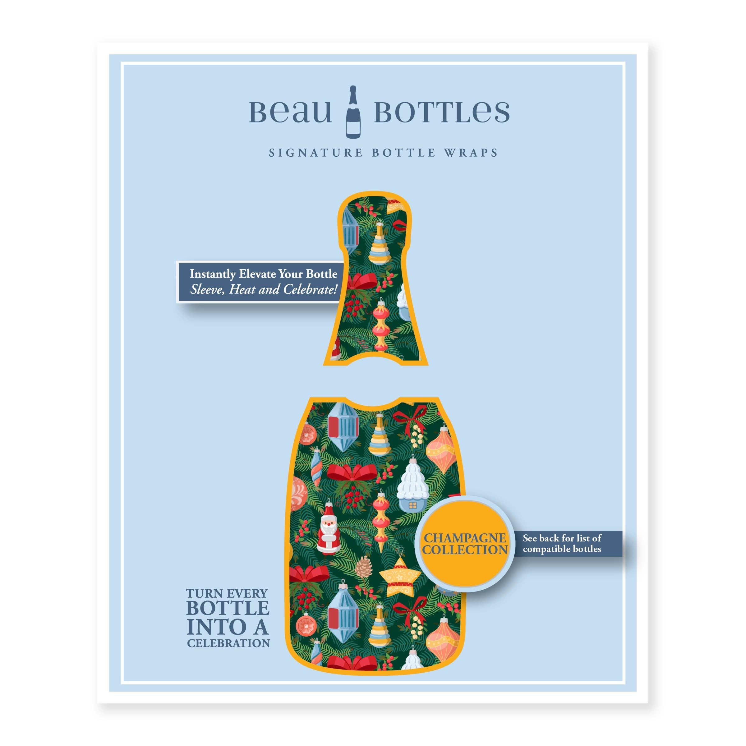 Beau Bottles - Wholesale Wine Gift Bag - Beau Bottles Ornament Wonderland - Champagne Collection5