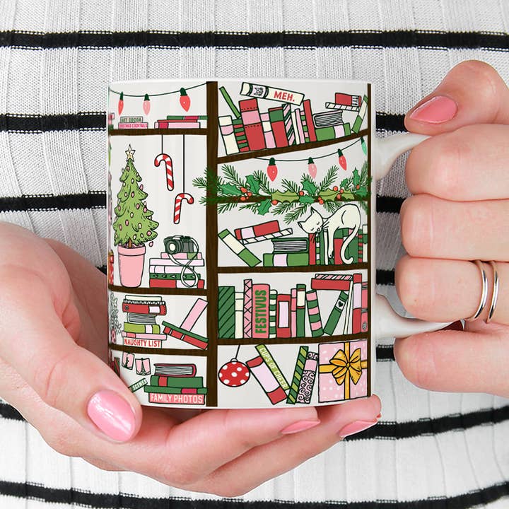 Loftipop - Wholesale Coffee Mug - Bookish Christmas Library Mug, Book Lover Holiday Gifts 1