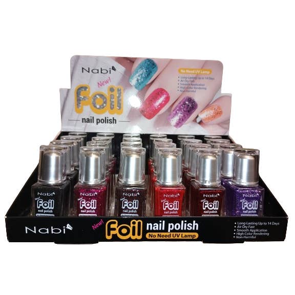 Nabi Cosmetic - Venta al por mayor Kits de esmalte - SFN24B - SET DE 24 ESMALTES DE UÑAS DE PAPEL DE ALUMINIO B