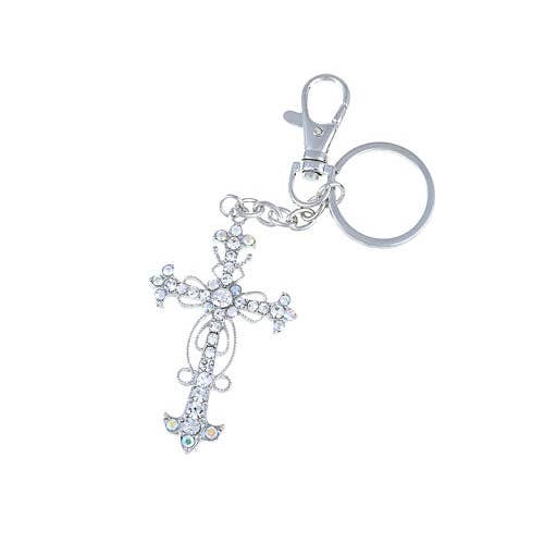 Aurora Borealis Holy God Blessed Floral Cross Hook Schlüsselanhänger für den Großhandel von AK Brand