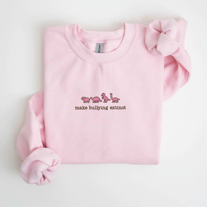 SWEATSHIRT BORDADO Faça o Bullying Extinguir-se Dia da Camiseta Rosa por atacado de P E T I T R U E