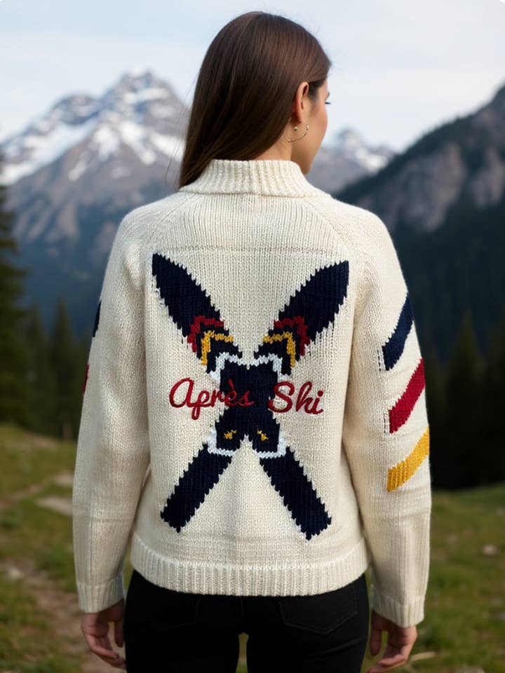 New Apres X Ski Varsity Cardigan in Ivory for wholesale by Pink Pineapple