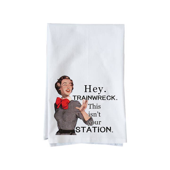 Trainwreck Kitchen Towel for wholesale by Knollwood Lane