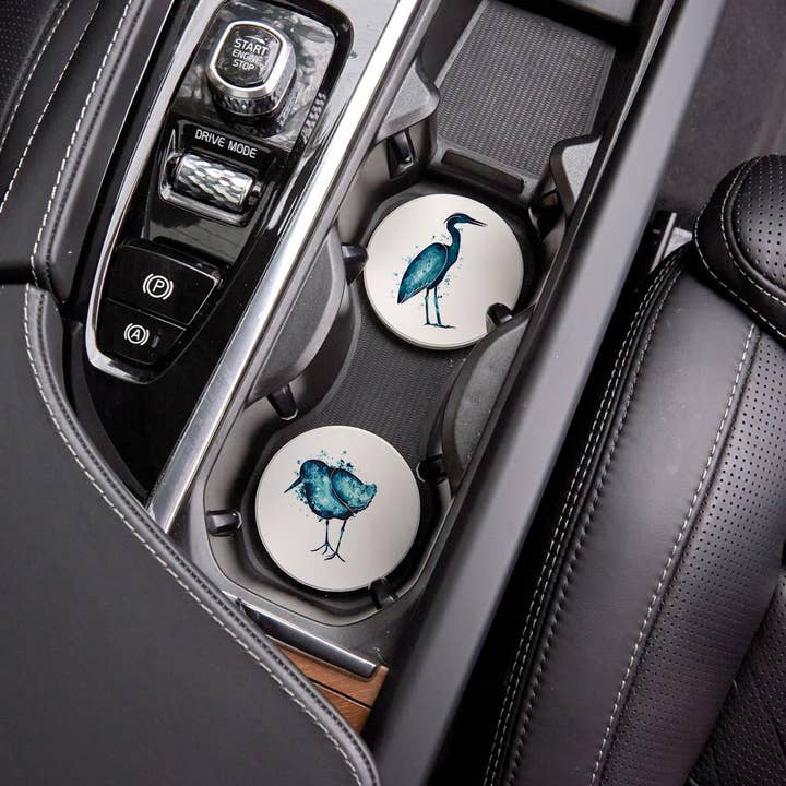 Love Local - Wholesale Car Coaster - Unisex - New England Water Color Heron Sand Piper| Absorbent Car Coasters | Set of 2 | Min 47