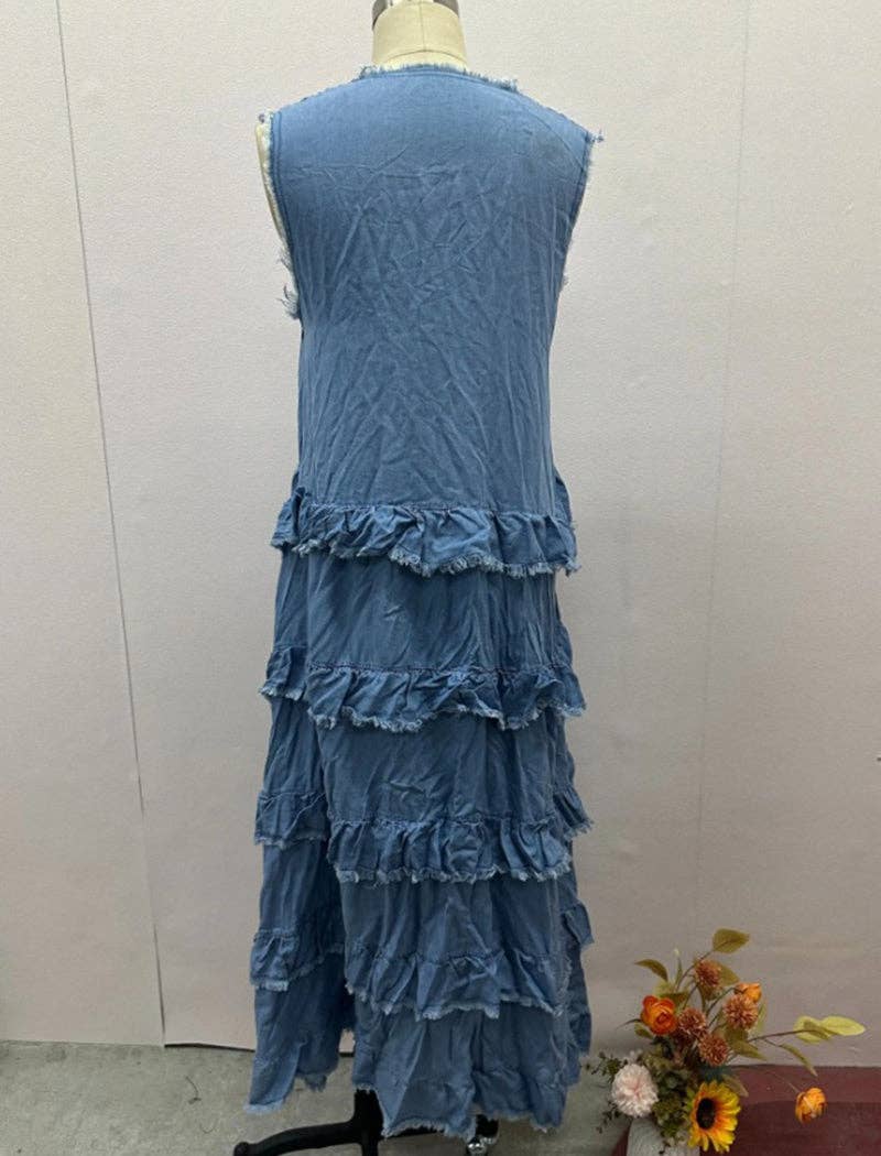 Katinki - Vendita all'ingrosso Vestito - Donna - Abito patchwork con scollo a V e orlo sfrangiato9