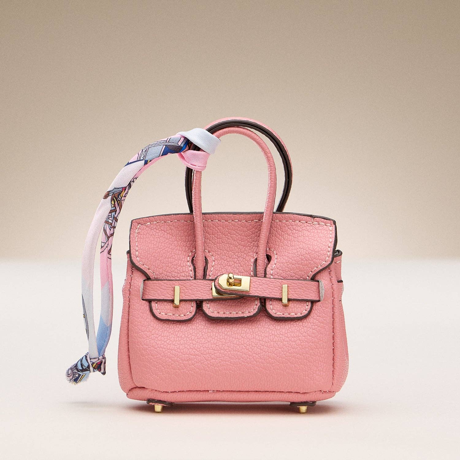 Frem - Wholesale Purse/Bag Accessory - Women's - Mini Faux Leather Bag Charm with Scarf Detail3