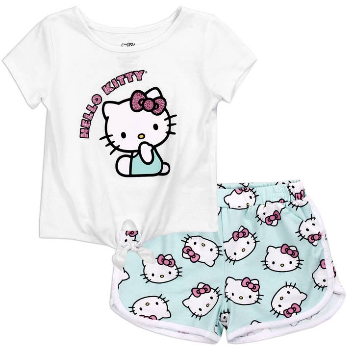 Penguin Kids Wear - Wholesale Top & Short Set - Kids - HELLO KITTY Girls 2-Piece Short Set0