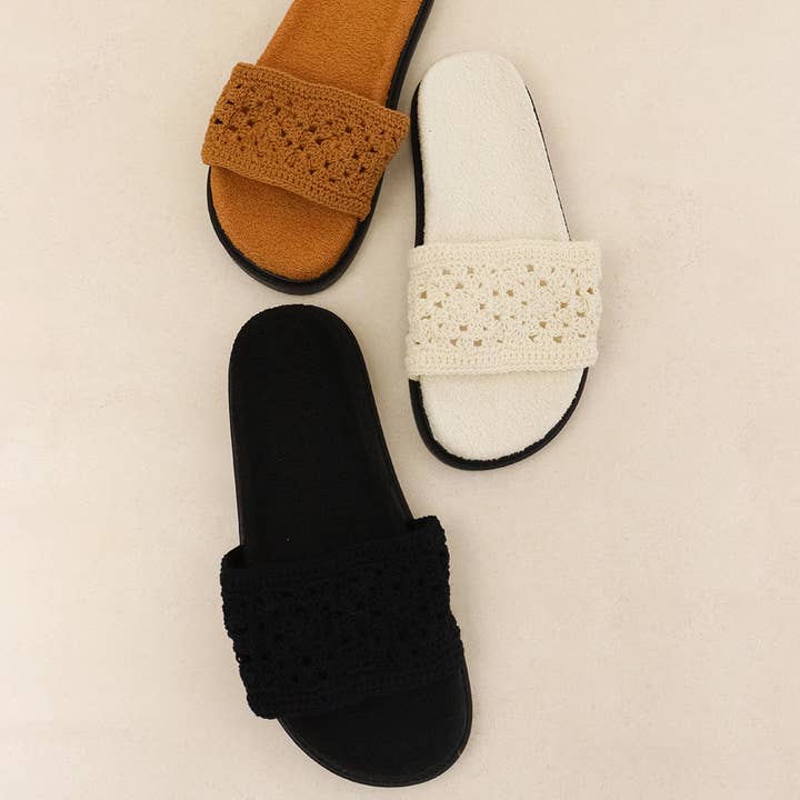 EMILEE - Cozy Crochet Slides, Artisanal Sandal for wholesale by Lemonade Shoes