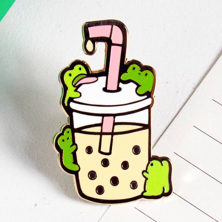 CUTE FROG BOBA Enamel Pin for wholesale by Sketchinc