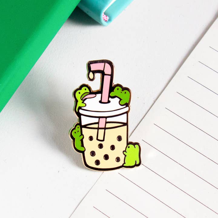CUTE FROG BOBA Enamel Pin for wholesale by Sketchinc