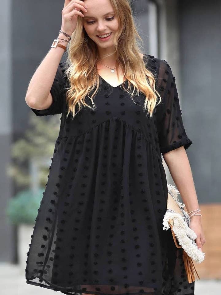 Swiss dot dress for wholesale by TOO CHIC BOUTIQUE & CO. LLC