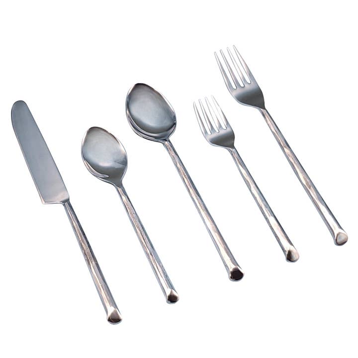 Elyon Tableware® - Wholesale Flatware Set - Elyon Ambrey Silver 20-Piece Mirror Hand-Forged Flatware Set3