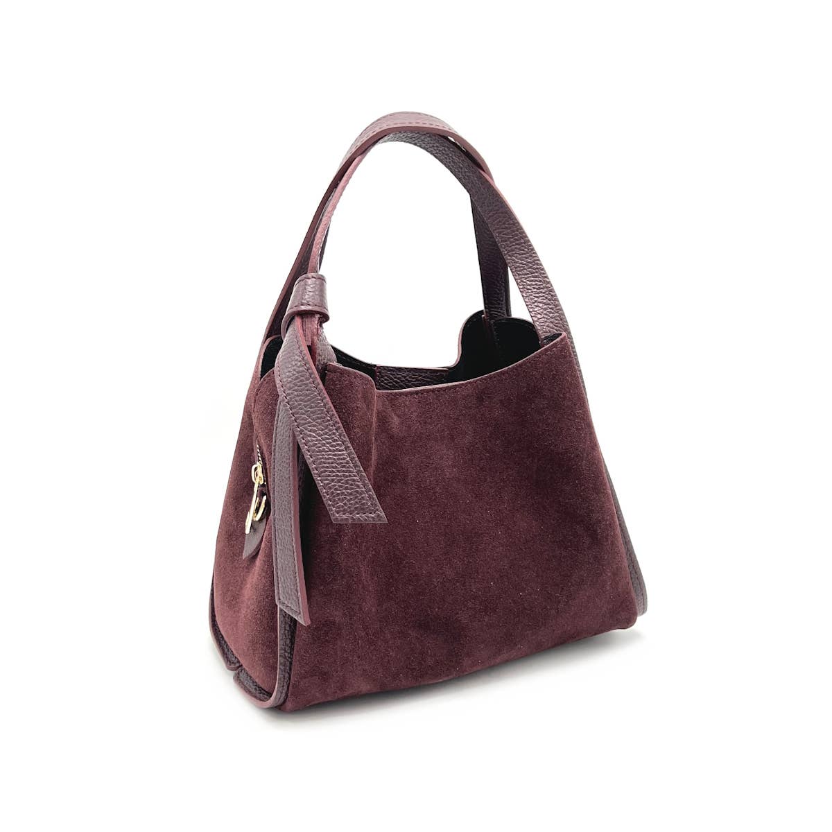 Suie Valentini srl - Wholesale Top Handle Bag - Women's - Suede leather handbag with crossbody strap, Made in Italy, art. 1126387