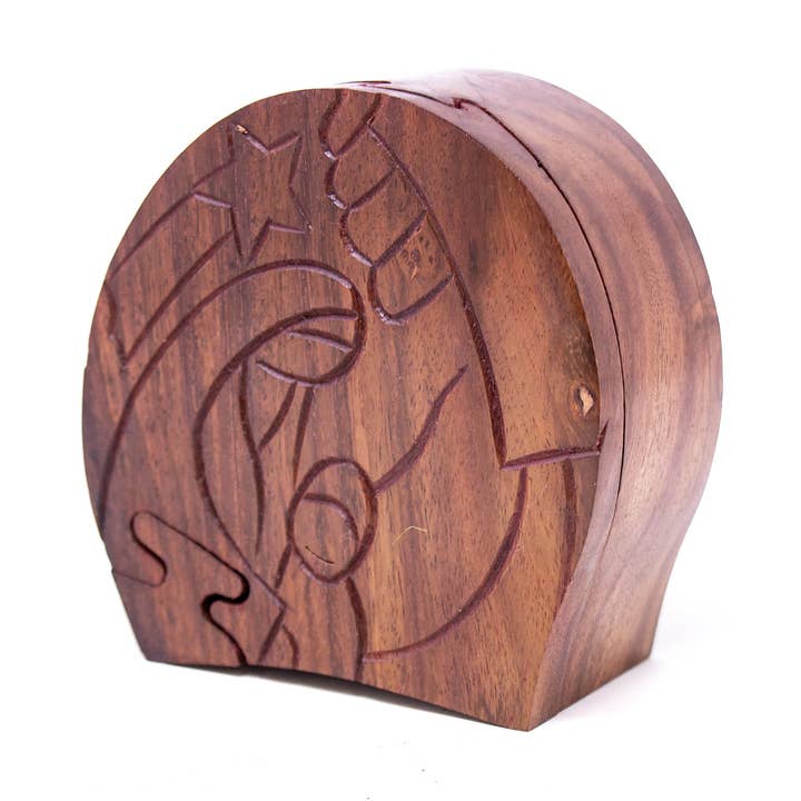 Sheesham Wood Carved Nativity Puzzle Box for wholesale by Global Crafts