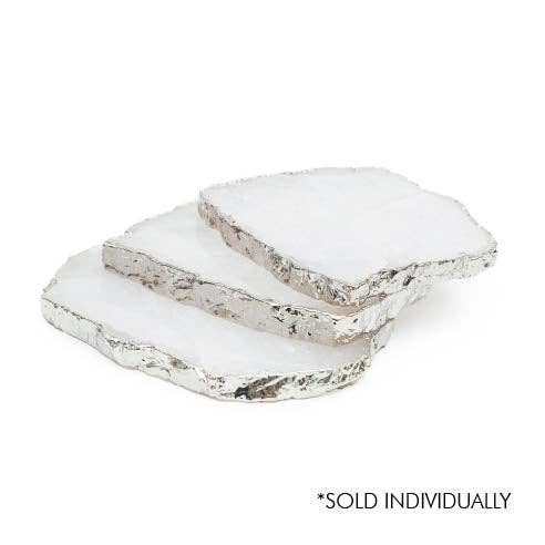 ENVIRONMENT – wholesale Coasters – Crystal Quartz Coaster (Silver sides)