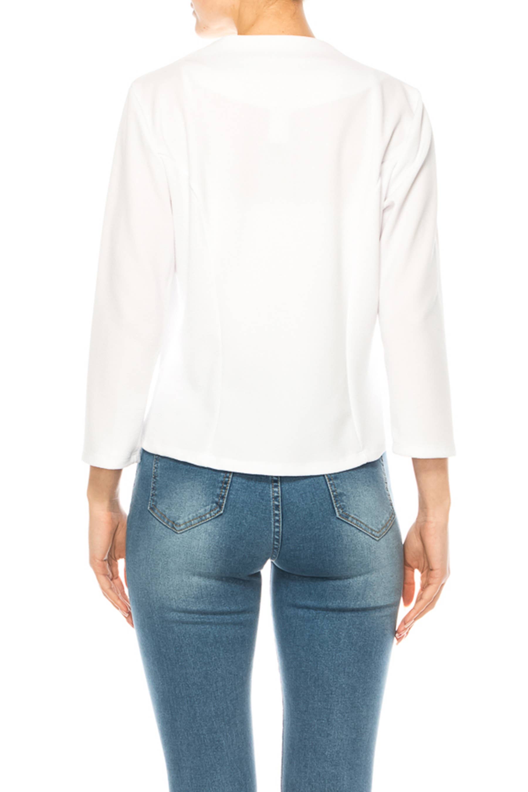 MOA COLLECTION - Wholesale Blazer - Women's - Women's Collarless Blazer 3/4 Sleeves Cardigan26